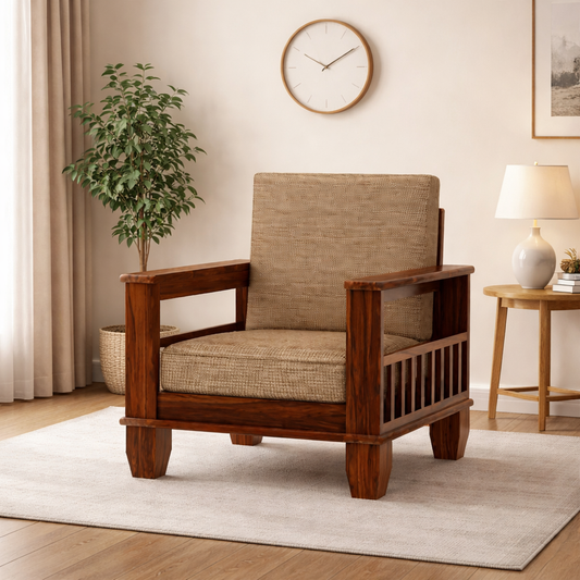 Rjart Maharaja Sheesham Single Seater Sofa - 3 Years Warranty