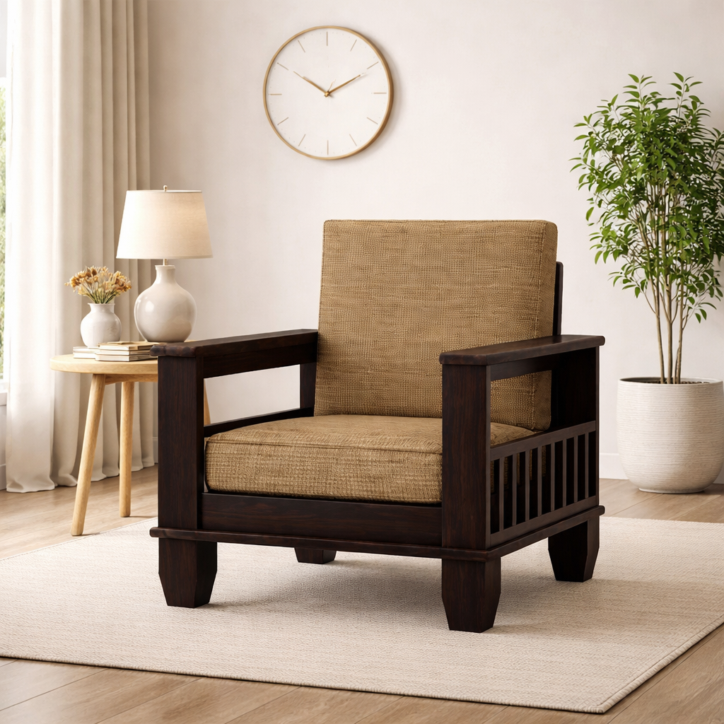 Rjart Maharaja Sheesham Single Seater Sofa - 3 Years Warranty