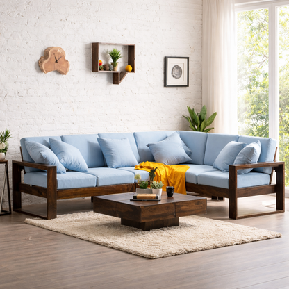Rjart Solid Wood Cube L Shape Sofa