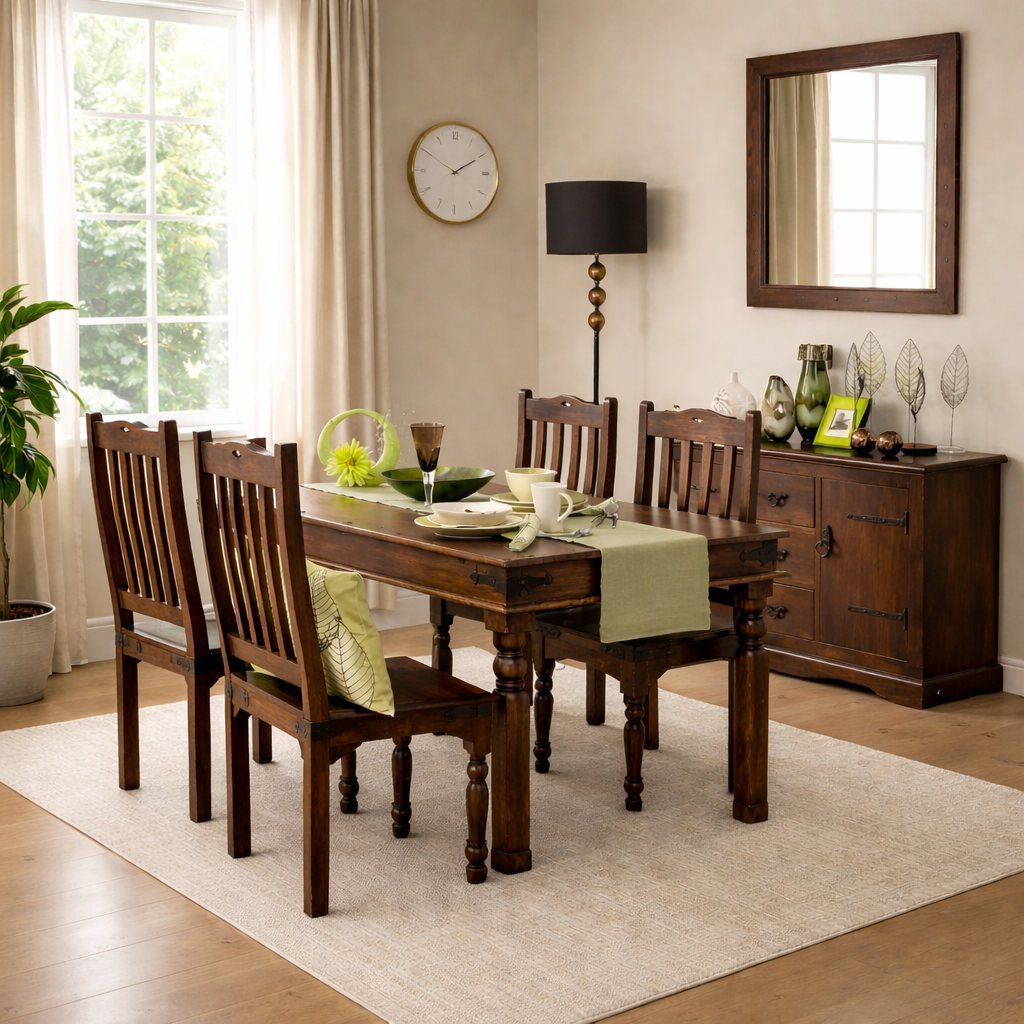 Rjart Solid Wood Dining Set With Bench