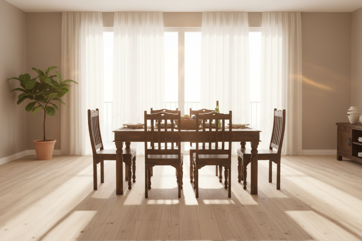 Rjart Solid Wood Dining Set With Bench