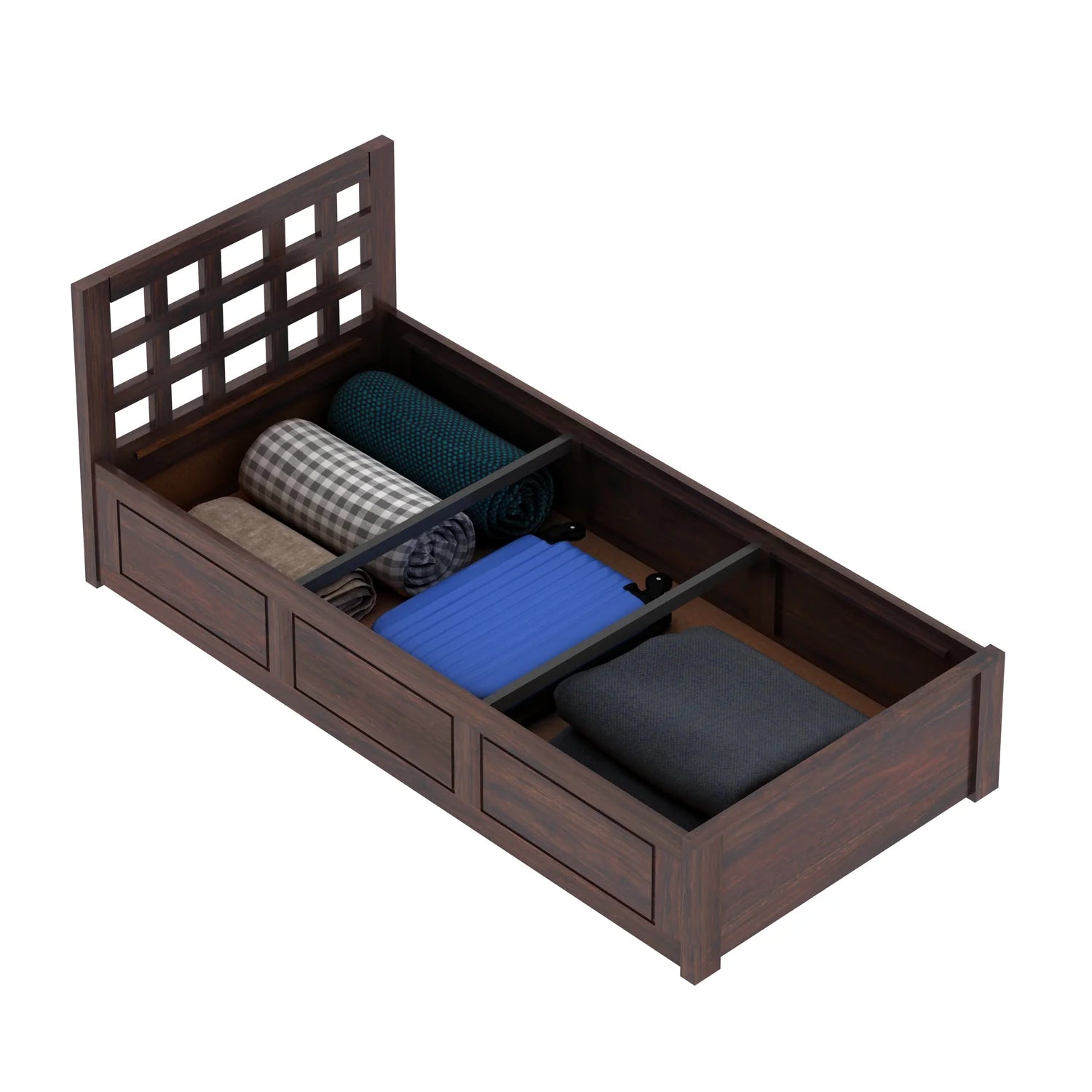 Simons Sheesham Single Bed With Box Storage - 3 Years Warranty