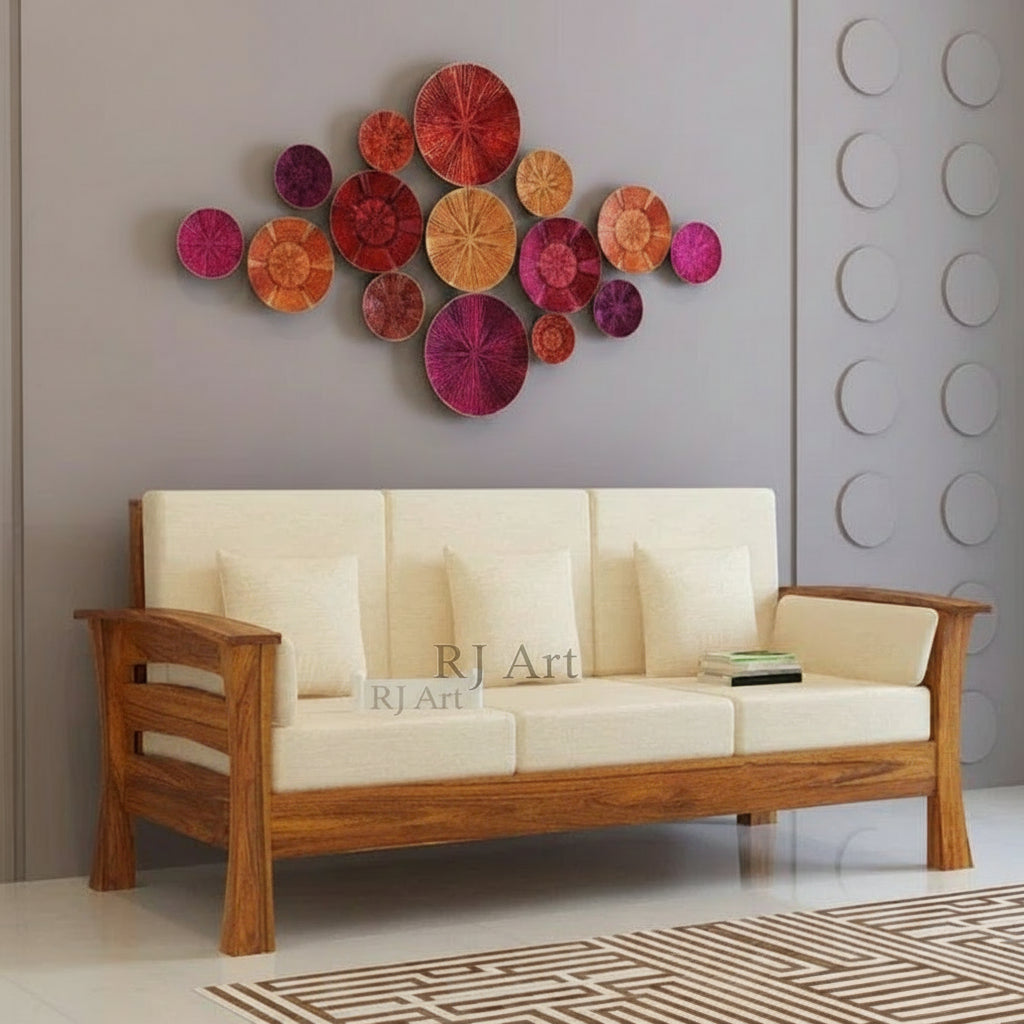 Rjart Nirvana Sheesham 3 Seater Sofa With Side Pockets - 3 Years Warranty