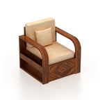 Rjart Wave Sheesham Single Seater Sofa With Side Pockets - 3 Years Warranty