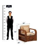 Rjart Wave Sheesham Single Seater Sofa With Side Pockets - 3 Years Warranty