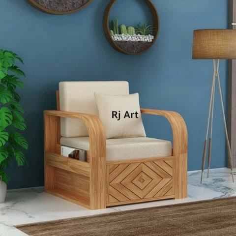 {"alt" => "Rjart Wave Sheesham Single Seater Sofa With Side Pockets - 3 Years Warranty"}