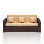 Rjart Wave Sheesham 3 Seater Sofa With Side Pockets - 3 Years Warranty