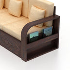 Rjart Wave Sheesham 3 Seater Sofa With Side Pockets - 3 Years Warranty