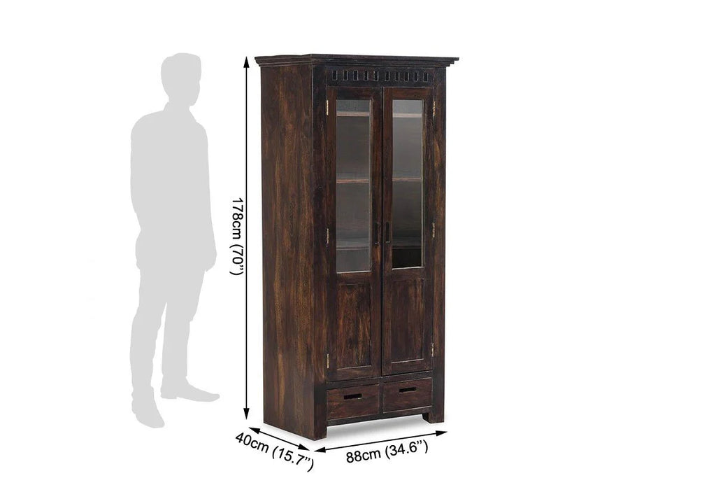 Rjart Solid Wood Kuber Bookcase With Glass Doors