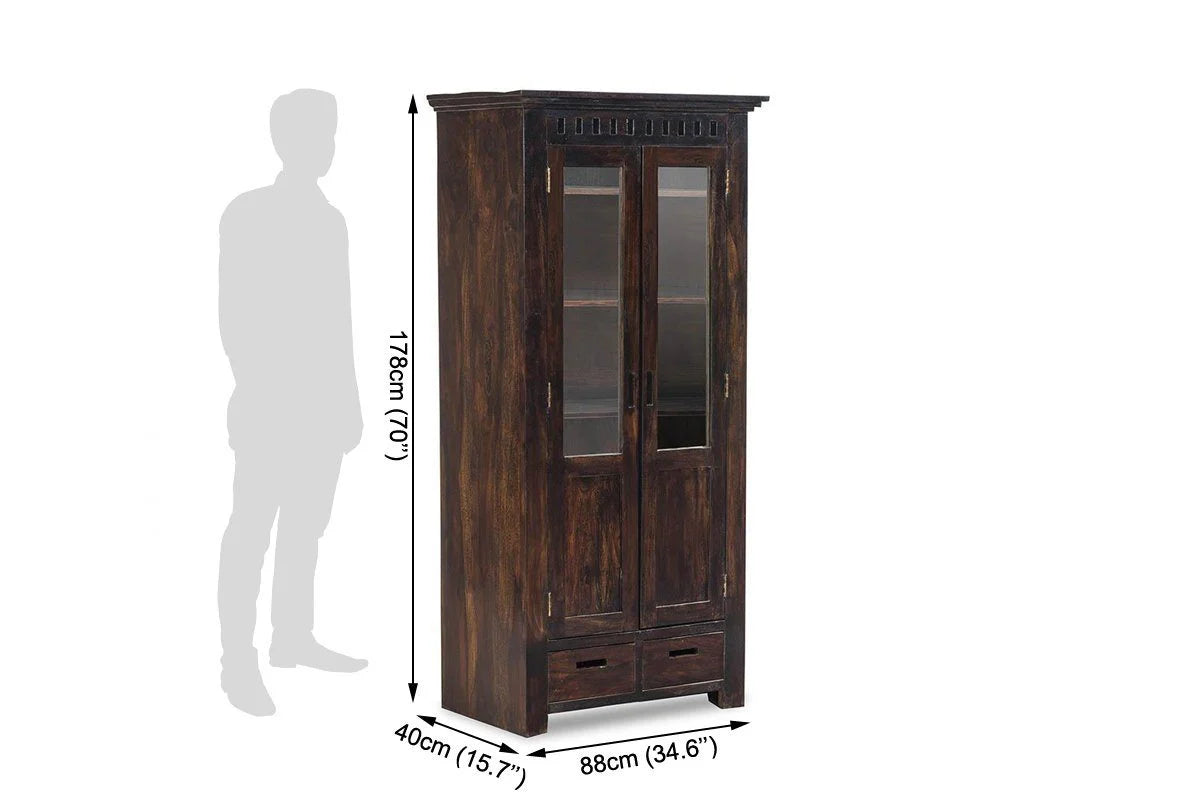 Rjart Solid Wood Kuber Bookcase With Glass Doors