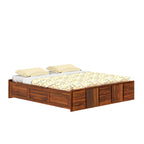 Sevilla Solid Sheesham Wood Bed With Box Storage Without Headboard - 3 years Warranty