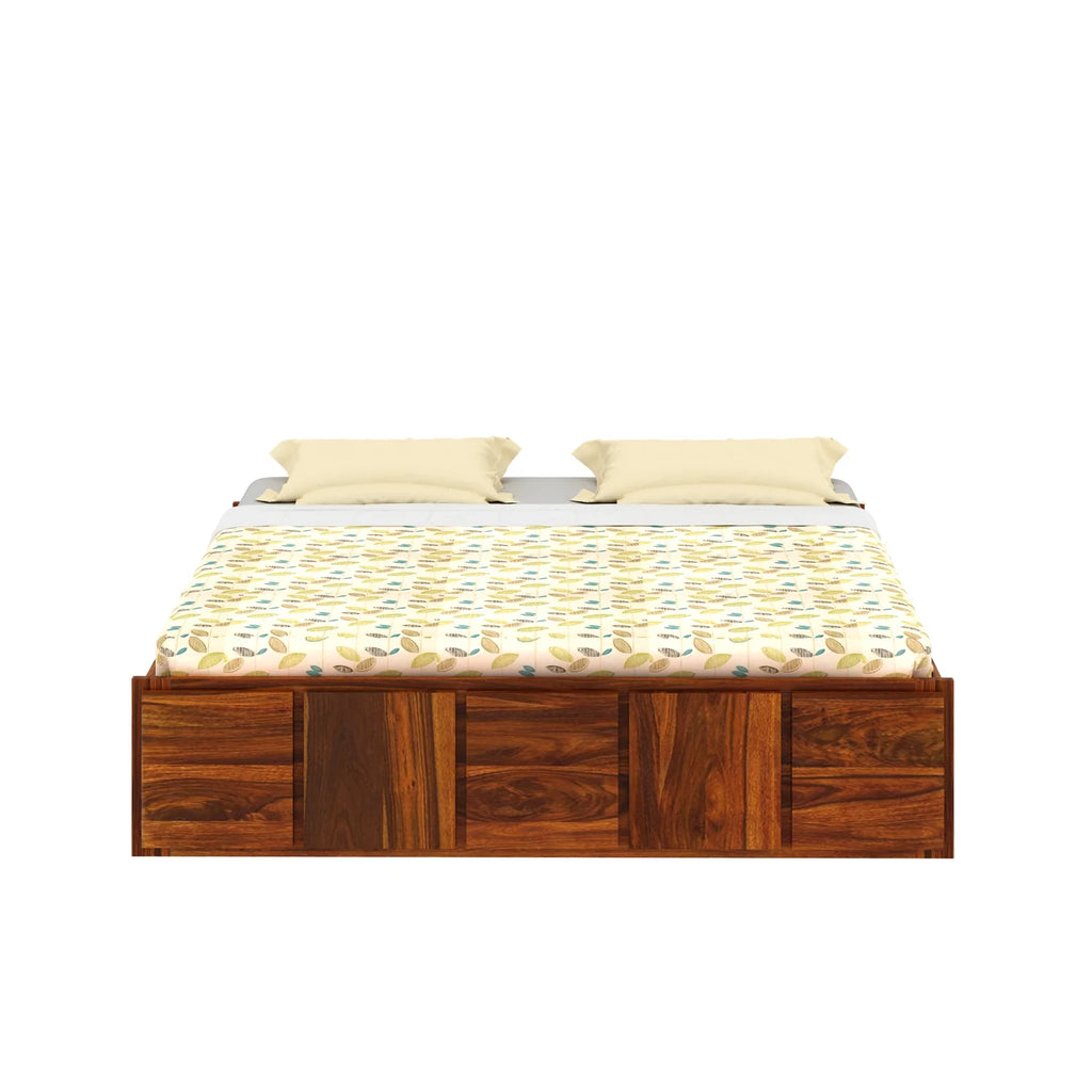 Sevilla Solid Sheesham Wood Bed With Box Storage Without Headboard - 3 years Warranty