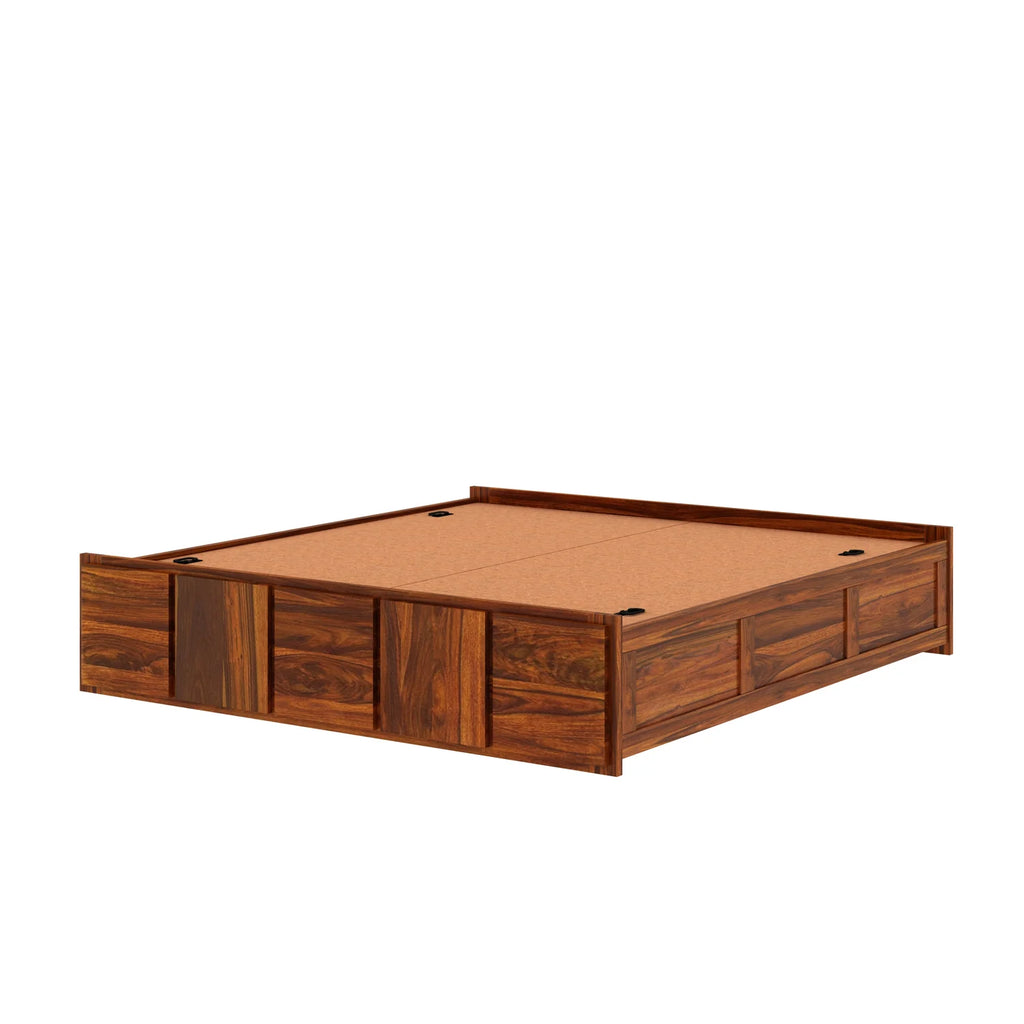 Sevilla Solid Sheesham Wood Bed With Box Storage Without Headboard - 3 years Warranty