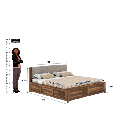 Rivaro Sheesham Bed With Box Storage - 3 Years Warranty