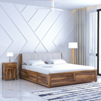 Rivaro Solid Sheesham Wood Bed With Box Storage - 3 years Warranty
