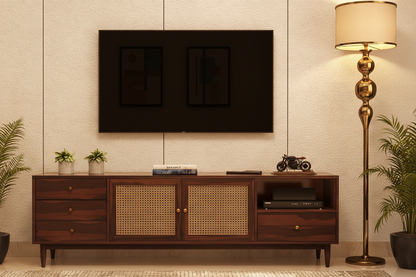 Rjart TV Stand for TV | Pre-Assembled TV Unit | Minimalist & Durable Entertainment Console