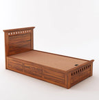 Savora Solid Sheesham Wood Single Size Bed With Box Storage - 3 Years Warranty