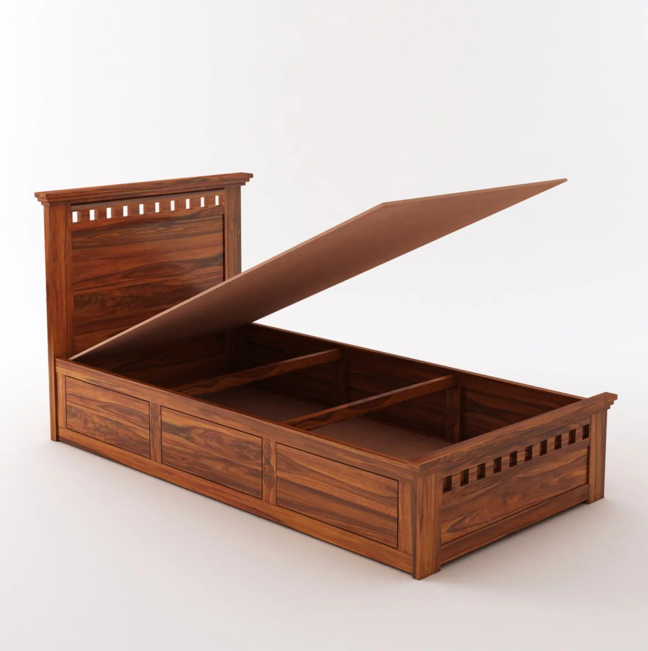 Savora Sheesham Single Size Bed With Box Storage - 3 Years Warranty