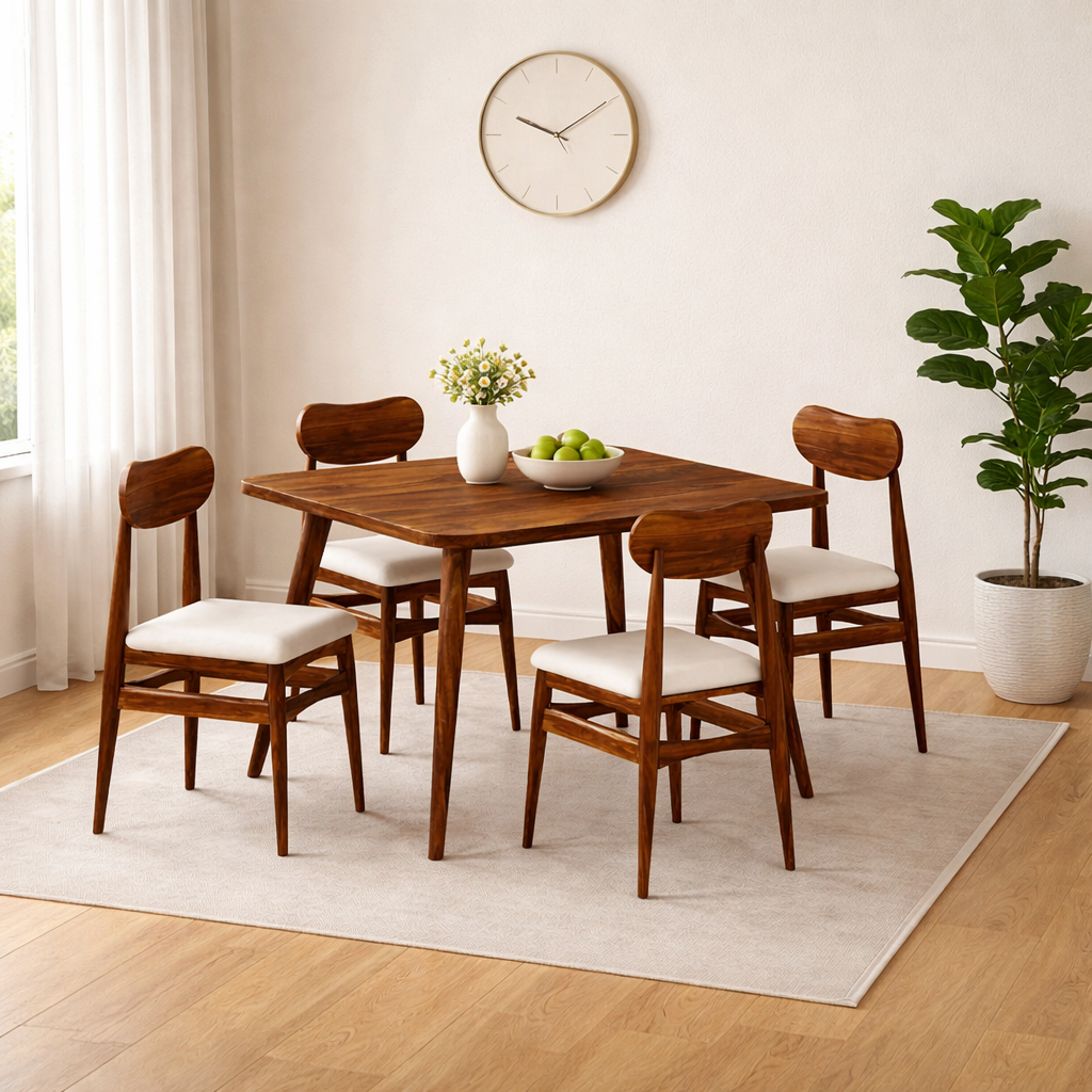 Woodcraft Oval Sheesham 4 Seater Dining Set - 3 Years Warranty