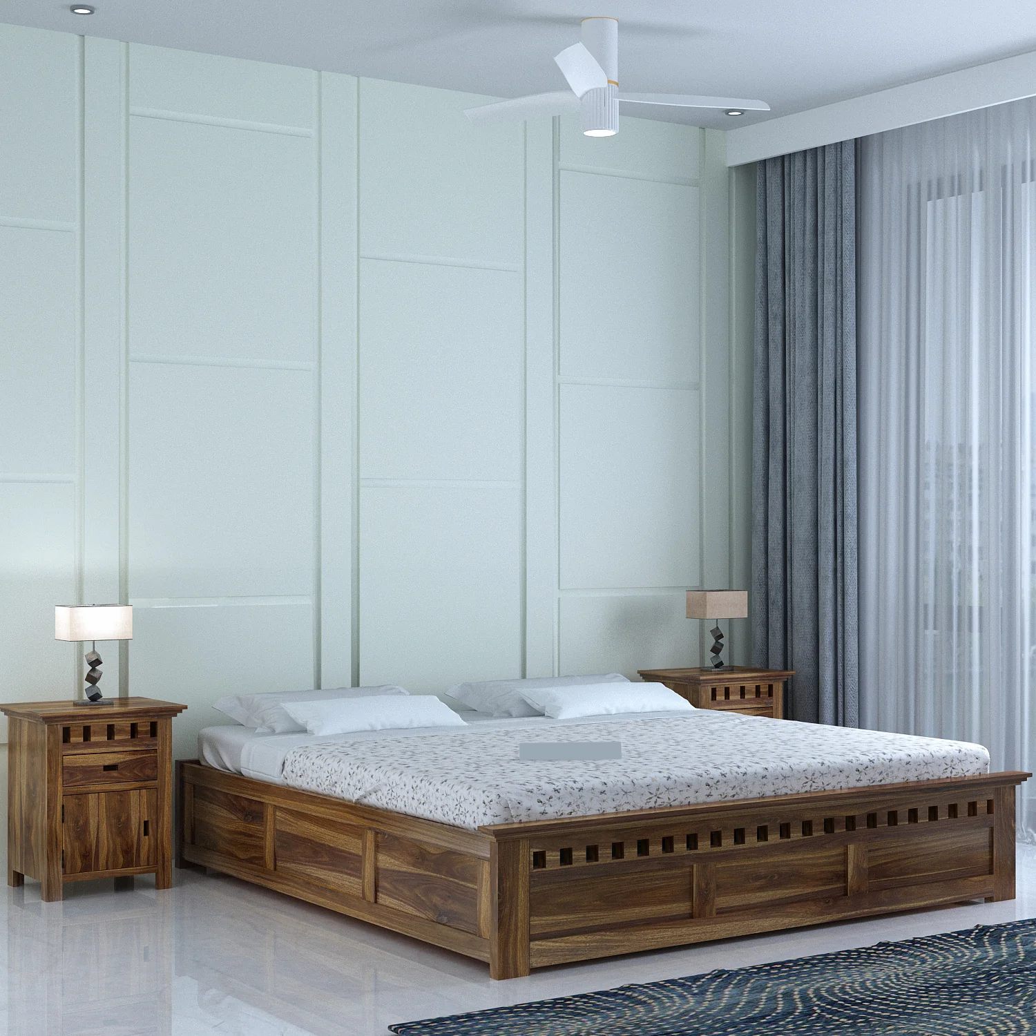 Savora Solid Sheesham Wood Bed With Box Storage Without Headboard - 3 years Warranty