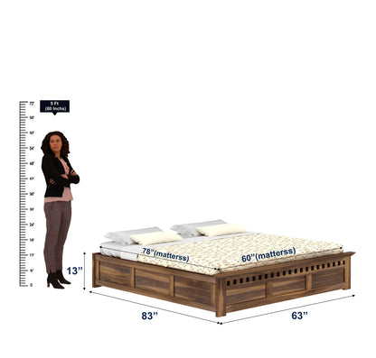 Savora Sheesham Bed With Box Storage Without Headboard - 3 Years Warranty