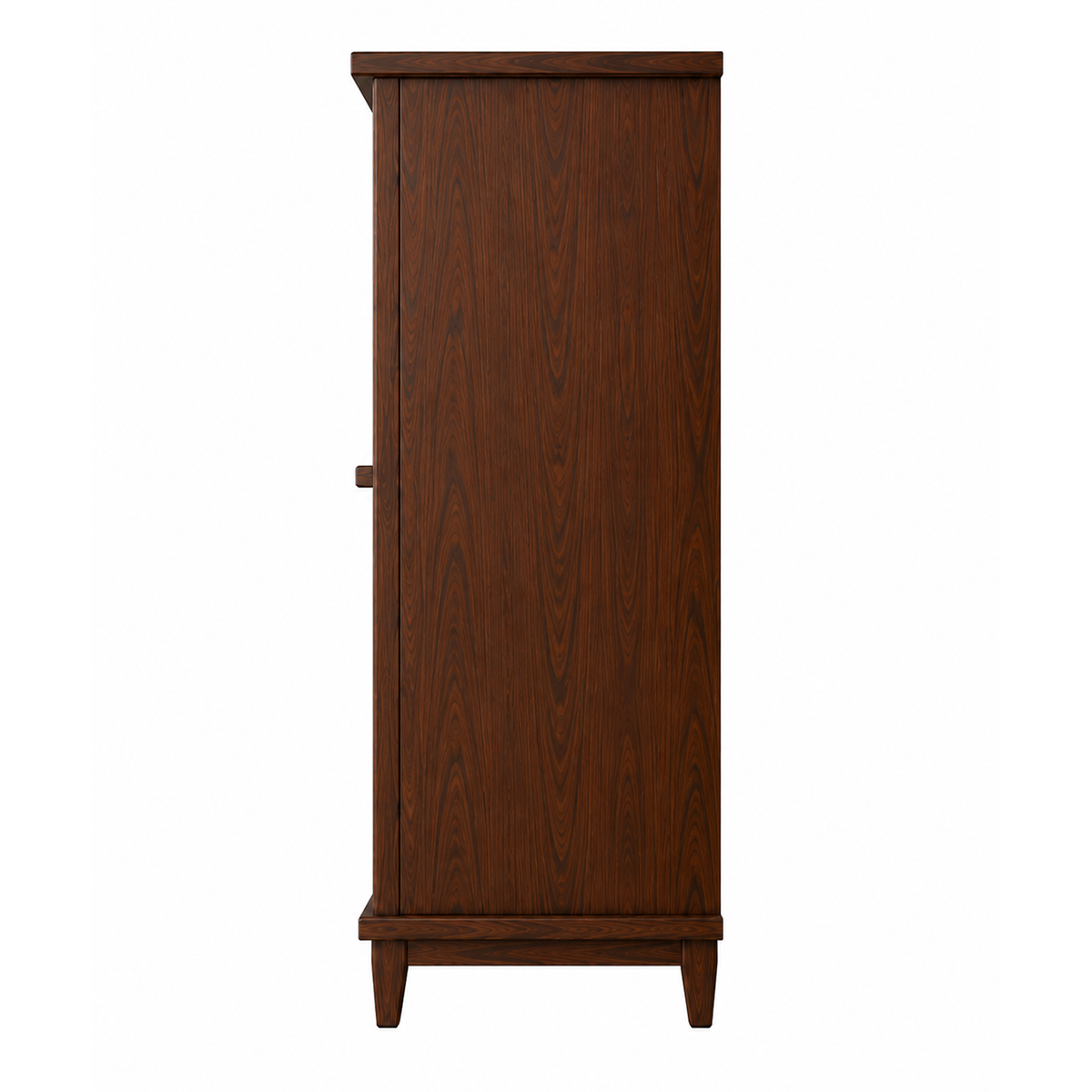 Luxury wooden bar cabinet with LED lighting, wine glass holders, bottle display shelf, and decorative quilted storage doors.