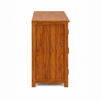 The RJ Art Sheesham Wood Bar Cabinet with Wine Glass Holder, Cane Panel Doors and Storage Compartments