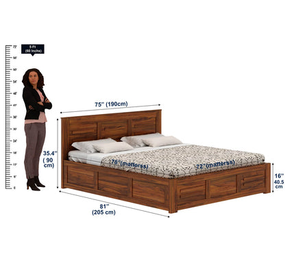 Oslen Sheesham Box Storage Bed - 3 Years Warranty