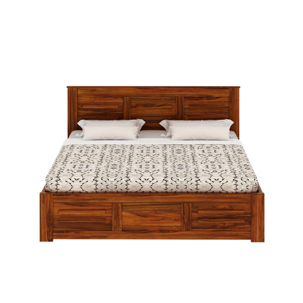 Oslen Solid Sheesham Wood Box Storage Bed - 3 years Warranty