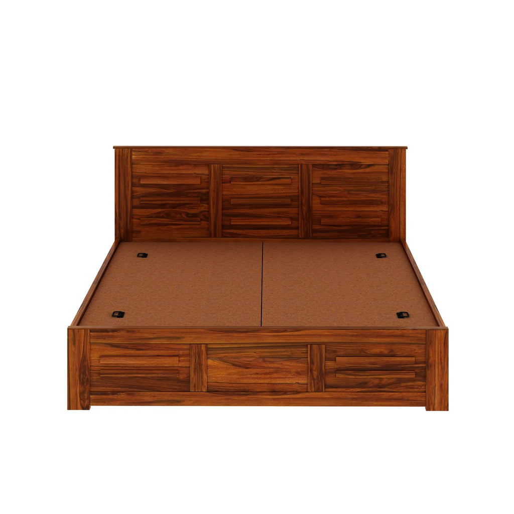 Oslen Solid Sheesham Wood Box Storage Bed - 3 years Warranty