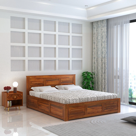Oslen Sheesham Box Storage Bed - 3 Years Warranty