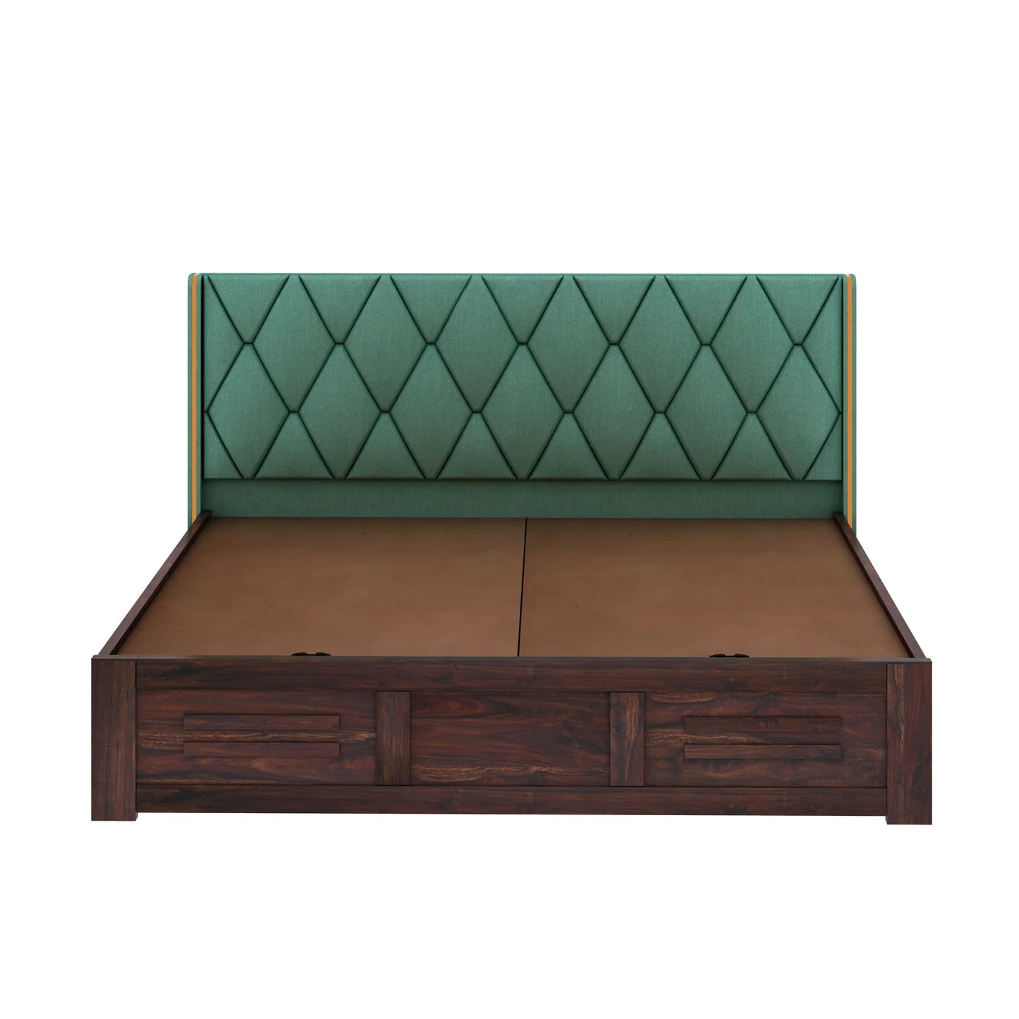 Oslen Sheesham Bed With Box Storage & Eifle Style Upholstered Headboard-3 Years Warranty(Luxe Edition)