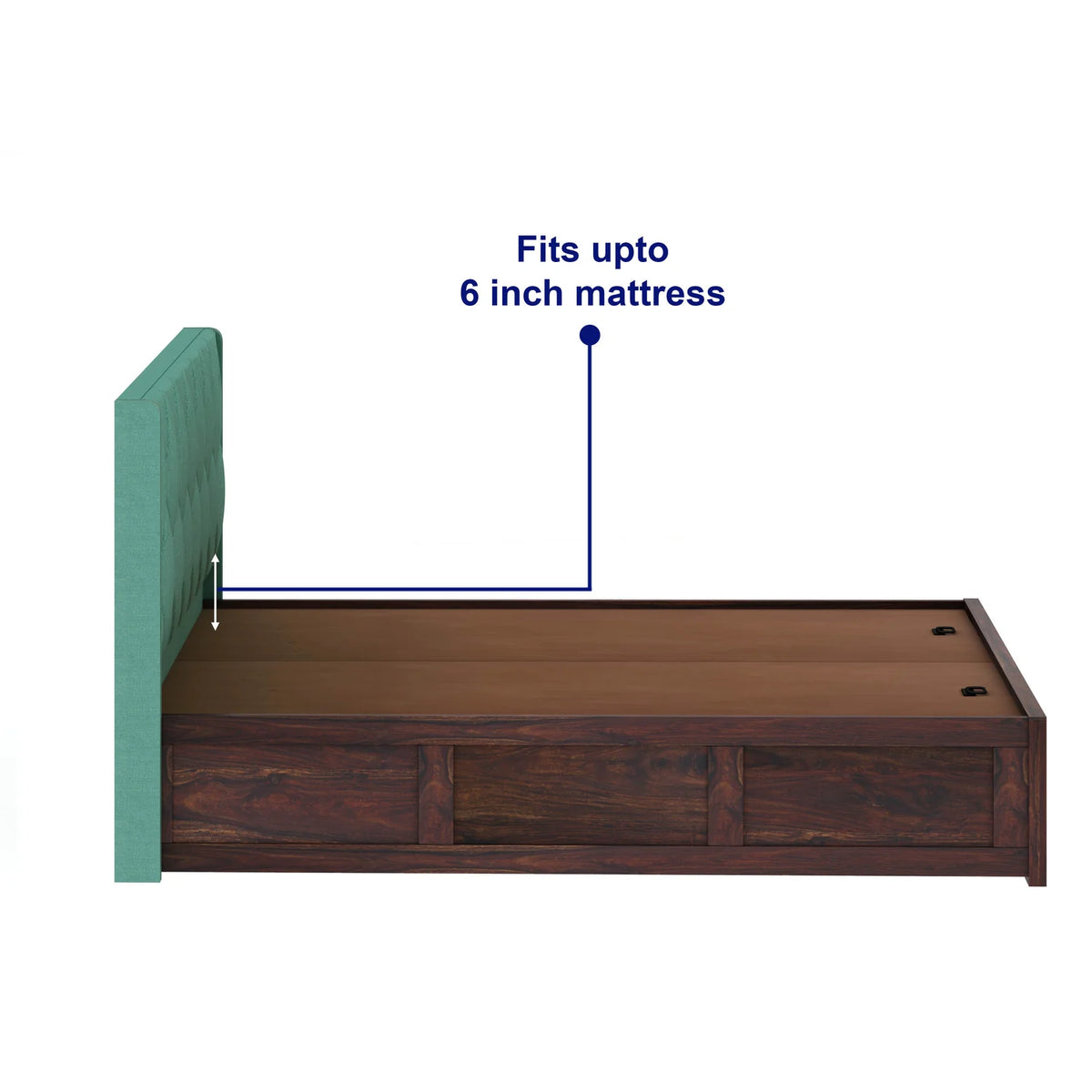 Oslen Sheesham Bed With Box Storage & Eifle Style Upholstered Headboard-3 Years Warranty(Luxe Edition)