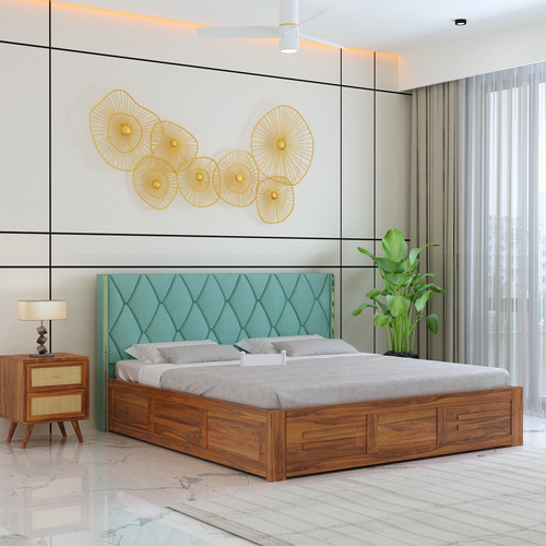 {"alt" => "Oslen Solid Sheesham Wood Bed With Box Storage & Eifle Style Upholstered Headboard-3 years Warranty(LUXE EDITION)"}