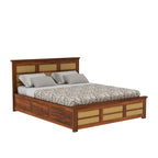 Cayden Solid Sheesham Wood Cane Bed With Box Storage Bed - 3 Years Warranty