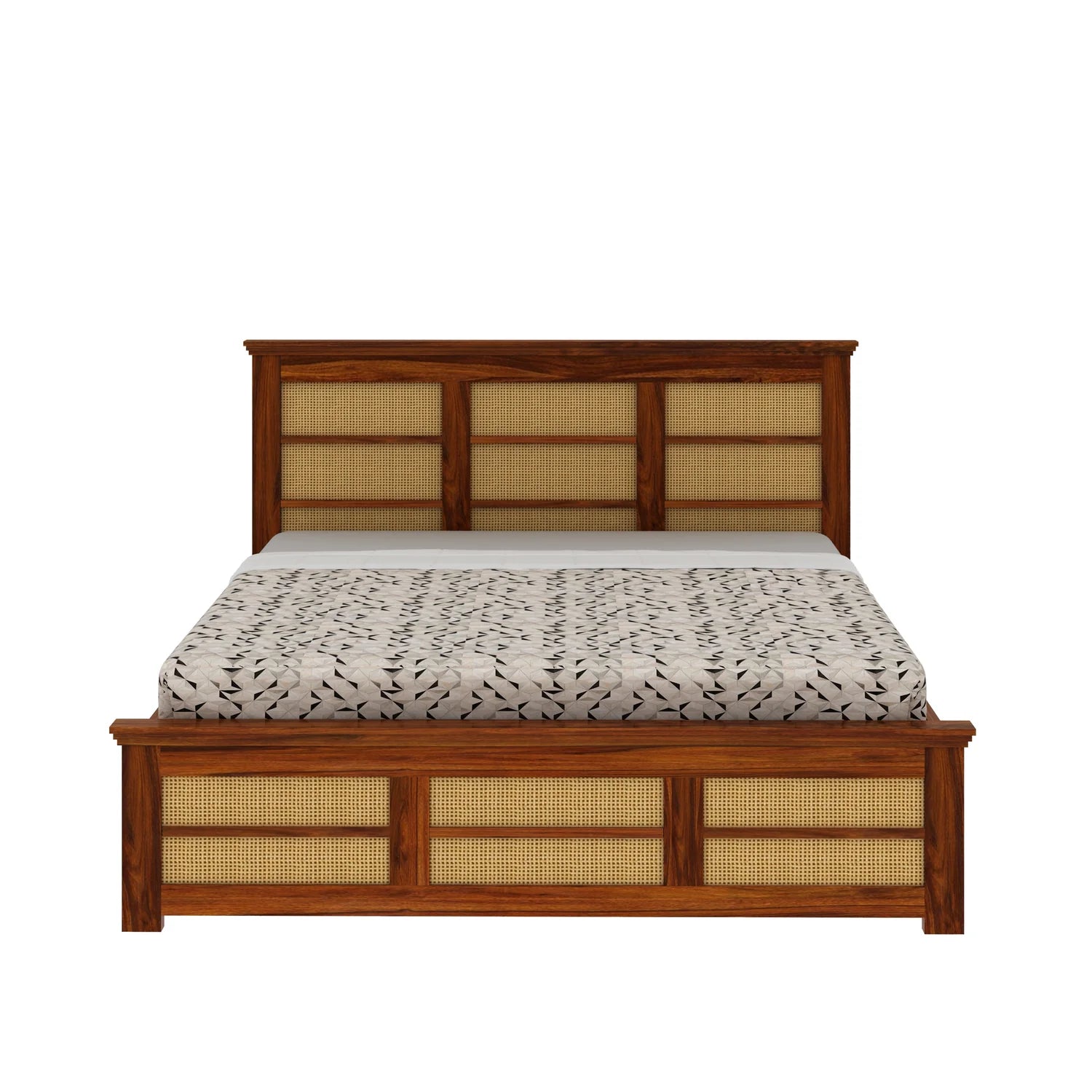 Cayden Solid Sheesham Wood Cane Bed With Box Storage Bed - 3 Years Warranty