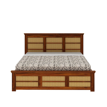 Cayden Sheesham Cane Bed With Box Storage Bed - 3 Years Warranty