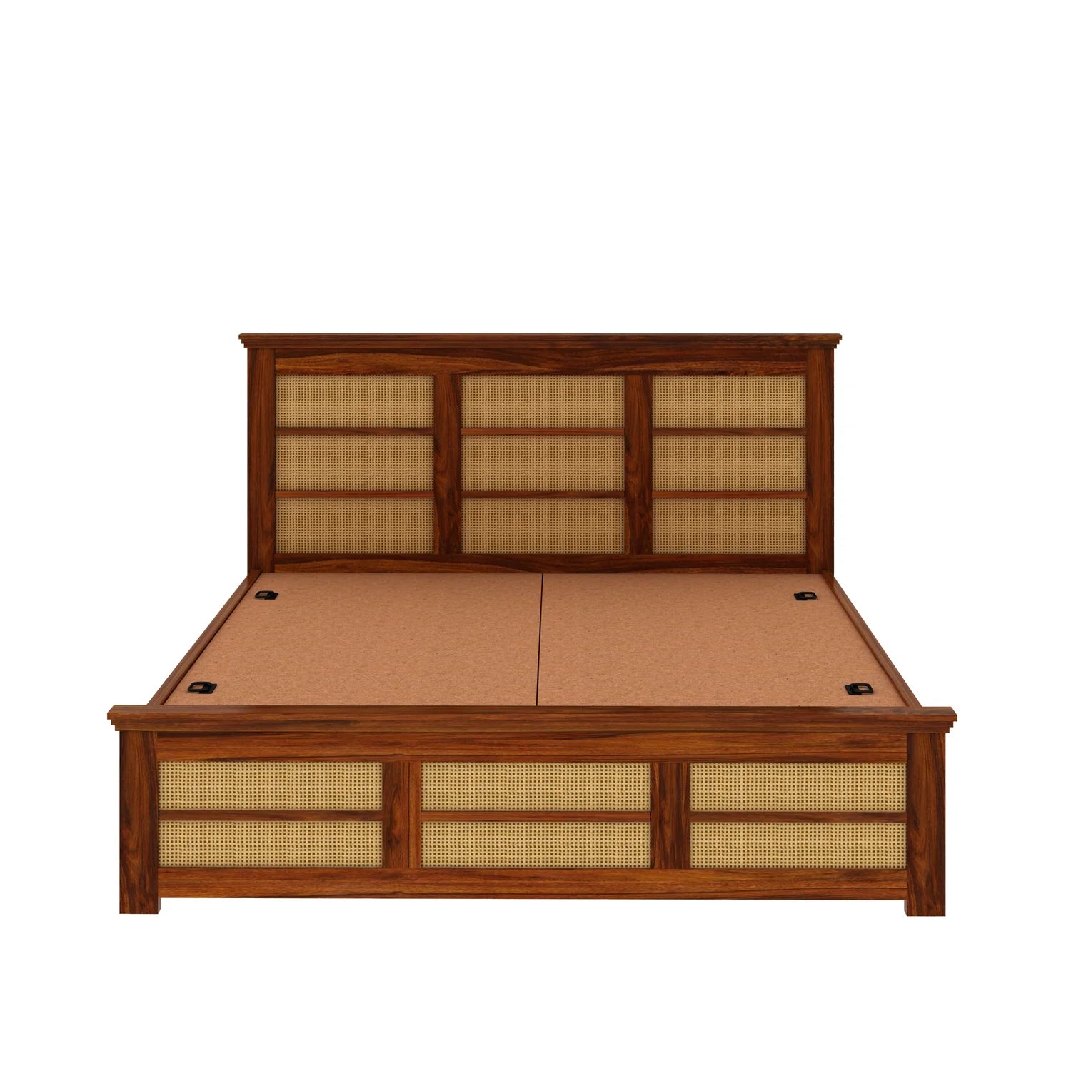 Cayden Solid Sheesham Wood Cane Bed With Box Storage Bed - 3 Years Warranty