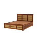 Cayden Solid Sheesham Wood Cane Bed With Box Storage Bed - 3 Years Warranty