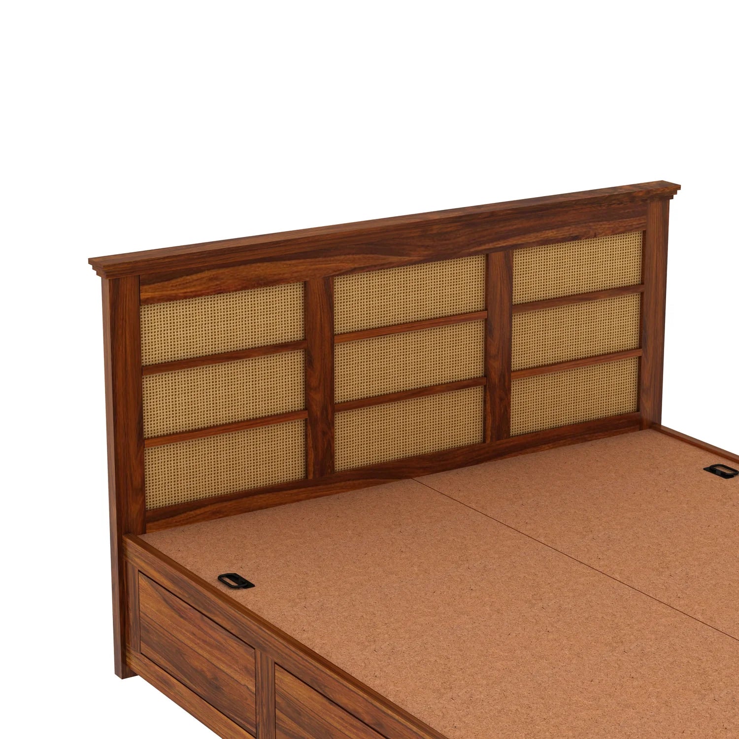 Cayden Solid Sheesham Wood Cane Bed With Box Storage Bed - 3 Years Warranty
