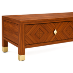 Luxury Wooden Coffee Table with Storage Drawers and Geometric Design
