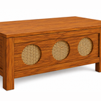 The RJ Art Sheesham Wood Coffee Table with Decorative Cane Panel Accents and Spacious Tabletop