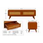 Wooden Rattan TV Unit with Storage Drawers
