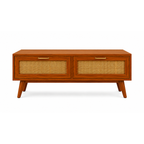 Wooden Rattan TV Unit with Storage Drawers
