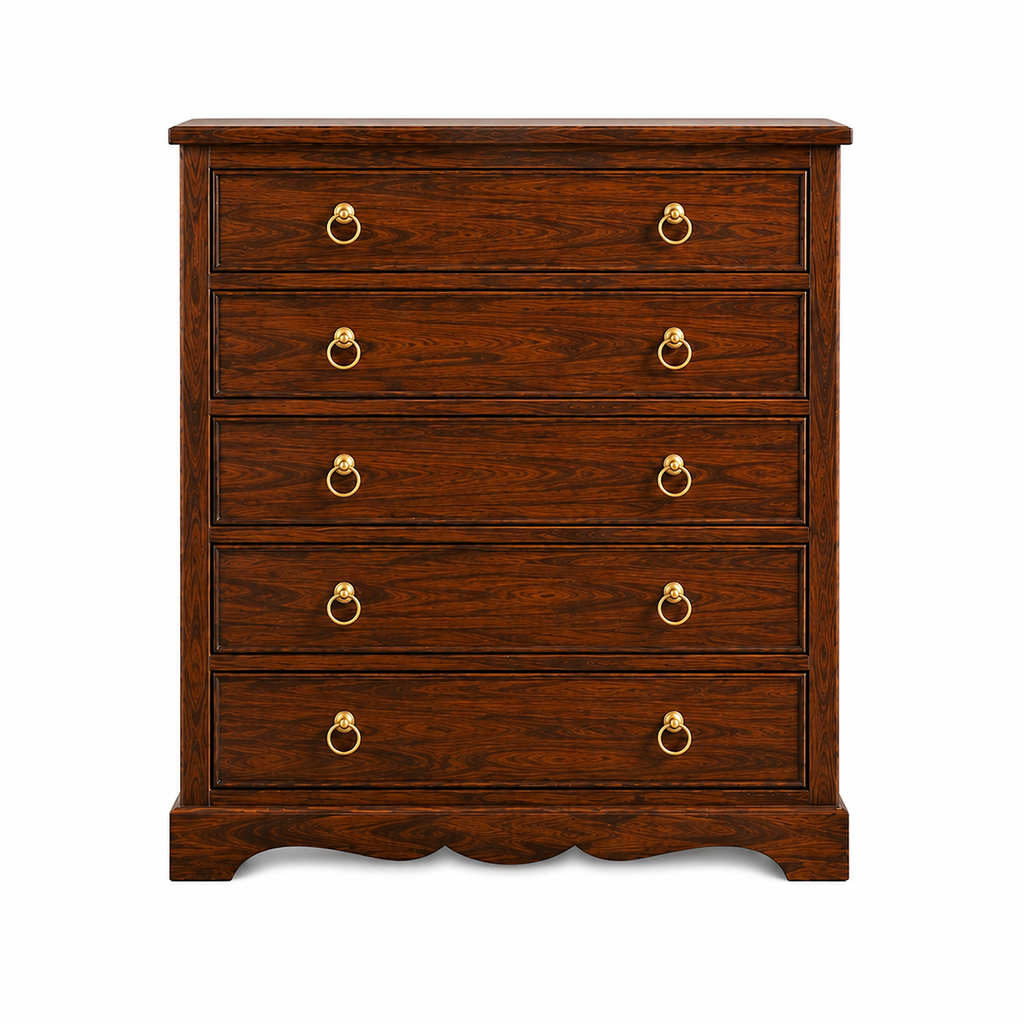 The RJ Art Sheesham Wood Chest of Drawers with 5 Storage Drawers