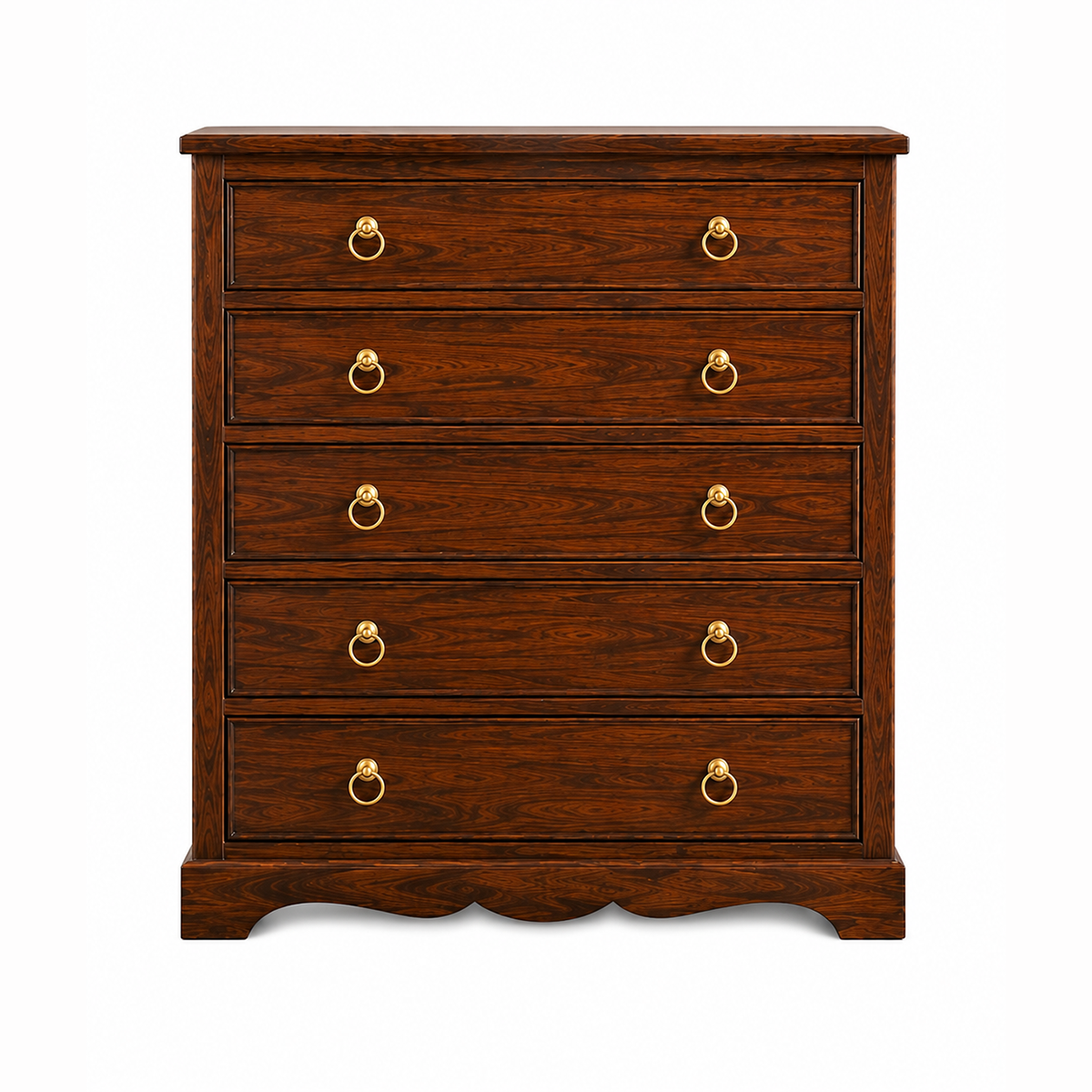 The RJ Art Sheesham Wood Chest of Drawers with 5 Storage Drawers