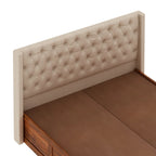Oslen Solid Sheesham Wood Bed With Box Storage & Fabrio Style Upholstered Headboard-3 years Warranty(LUXE EDITION)