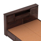 Maharaja Groove Solid Sheesham Wood Bed with Box and Headboard Storage - 3 years Warranty