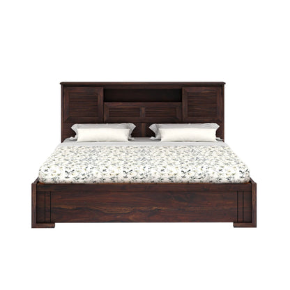 Maharaja Groove Sheesham Bed With Box And Headboard Storage - 3 Years Warranty