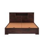 Maharaja Groove Solid Sheesham Wood Bed with Box and Headboard Storage - 3 years Warranty